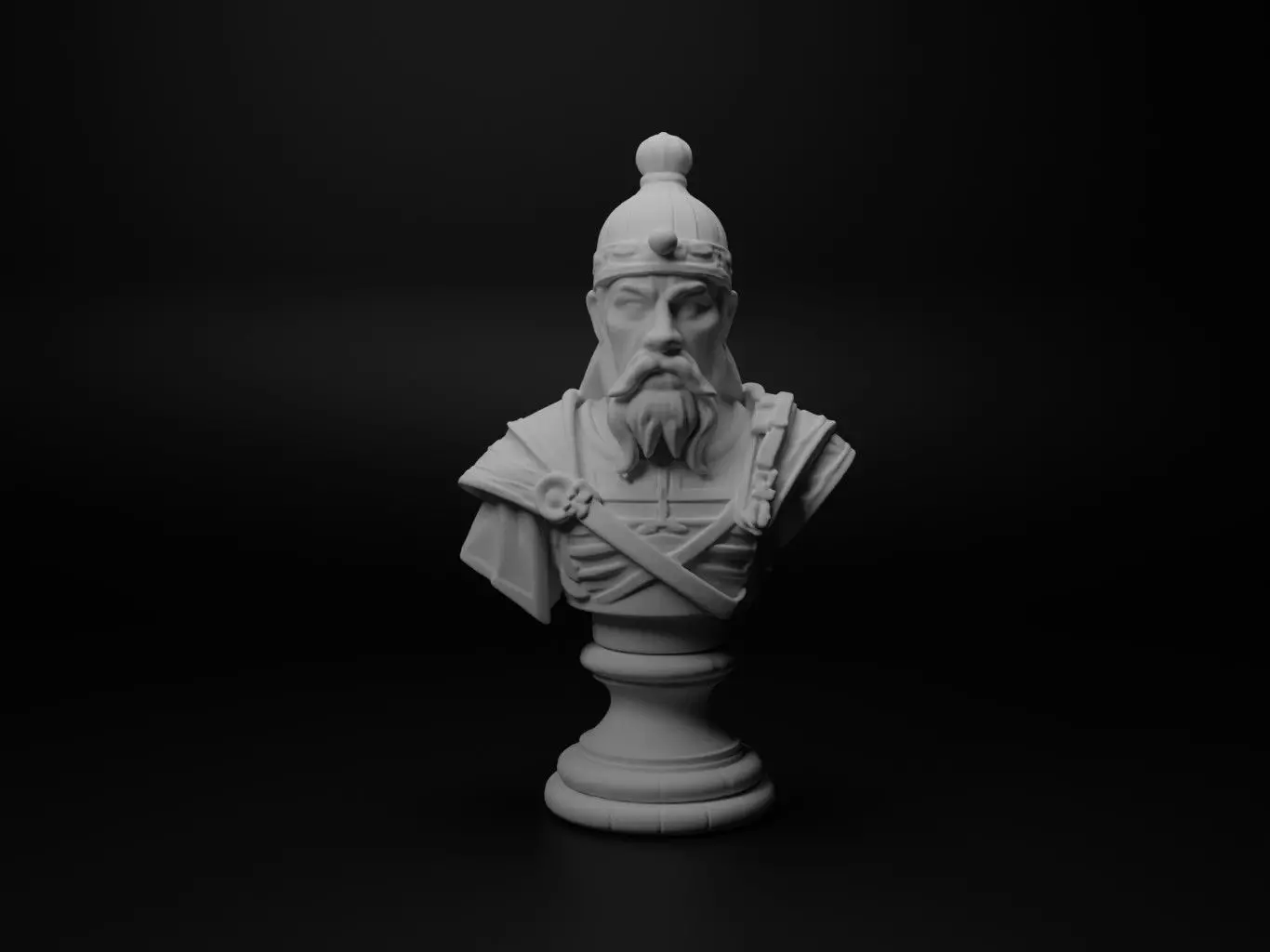 Mongol Cavalryman Bust Chess 3D print model_0