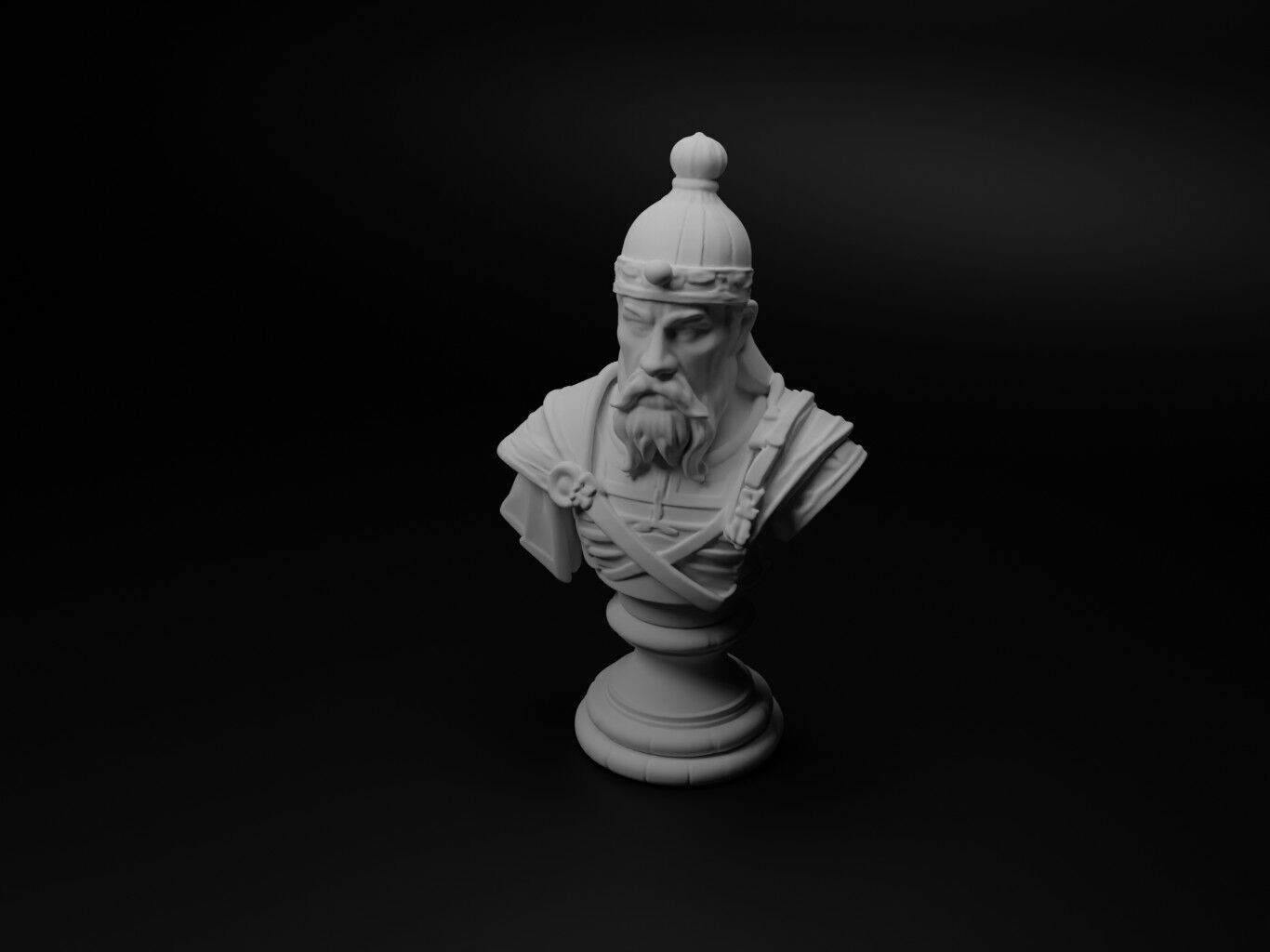 Mongol Cavalryman Bust Chess 3D print model_1