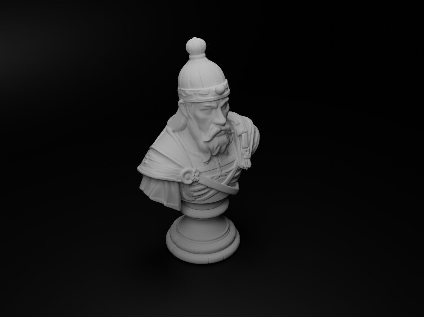 Mongol Cavalryman Bust Chess 3D print model_2