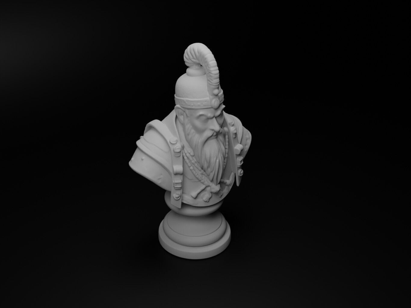 Mongol Shaman Warrior Bust Chess 3D print model_2