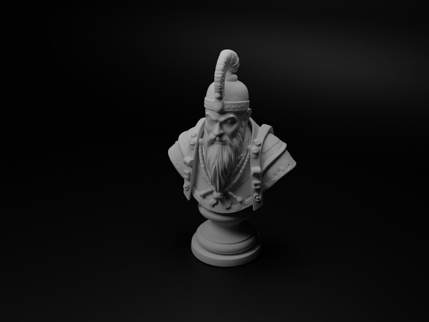 Mongol Shaman Warrior Bust Chess 3D print model_1