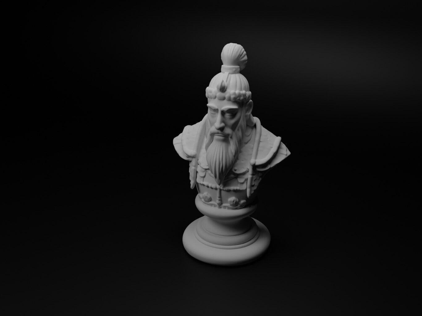 Mongol Shaman Warrior Bust Chess 3D print model_1