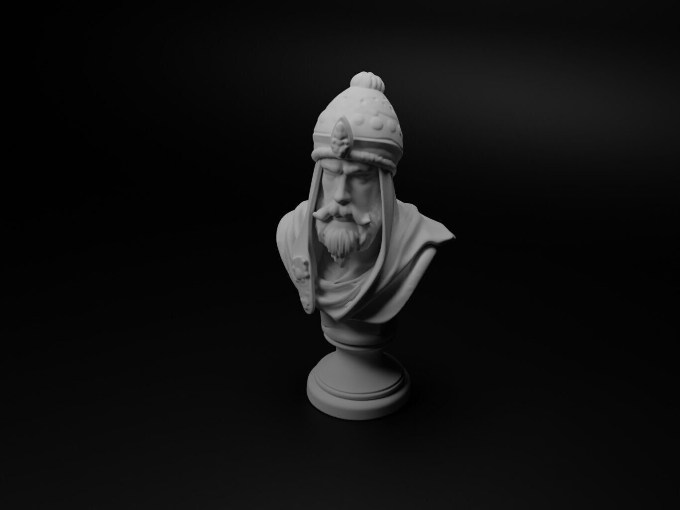 Ottoman Janissary Bust Chess 3D print model_1