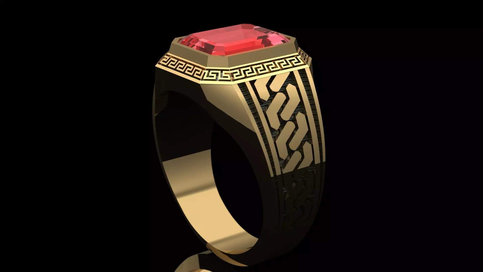 Geometric Pattern Signet Ring Low-poly 3D model
