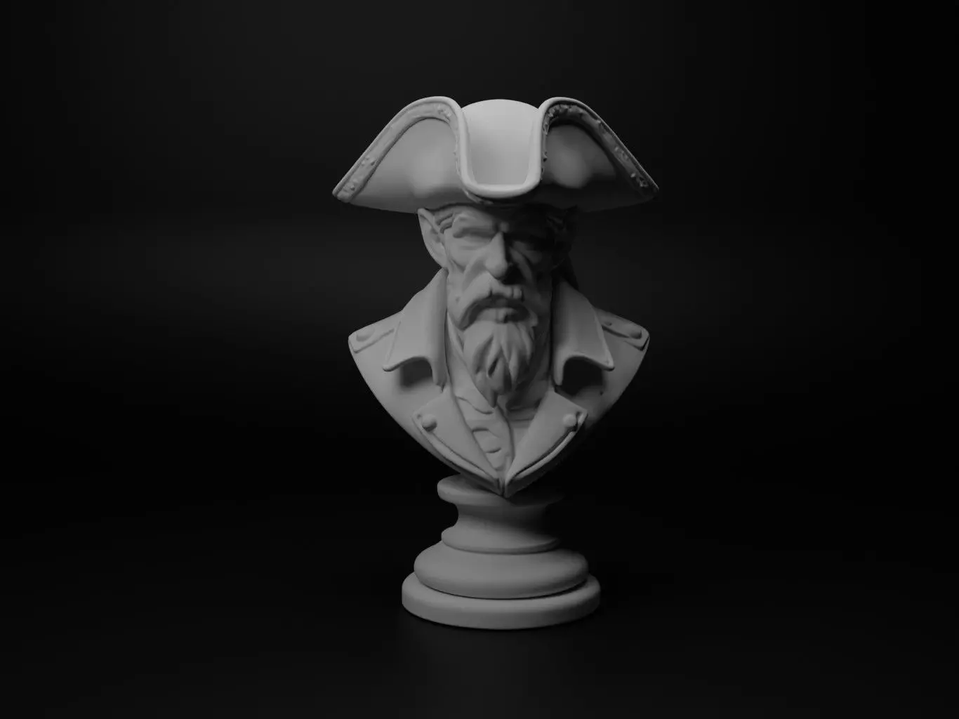 Pirate Bust Chess 3D print model_0