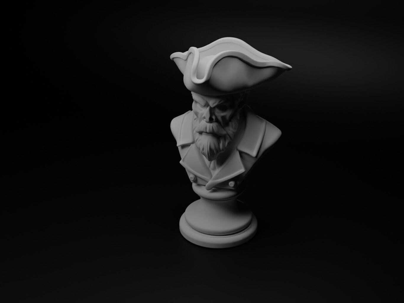 Pirate Bust Chess 3D print model_1