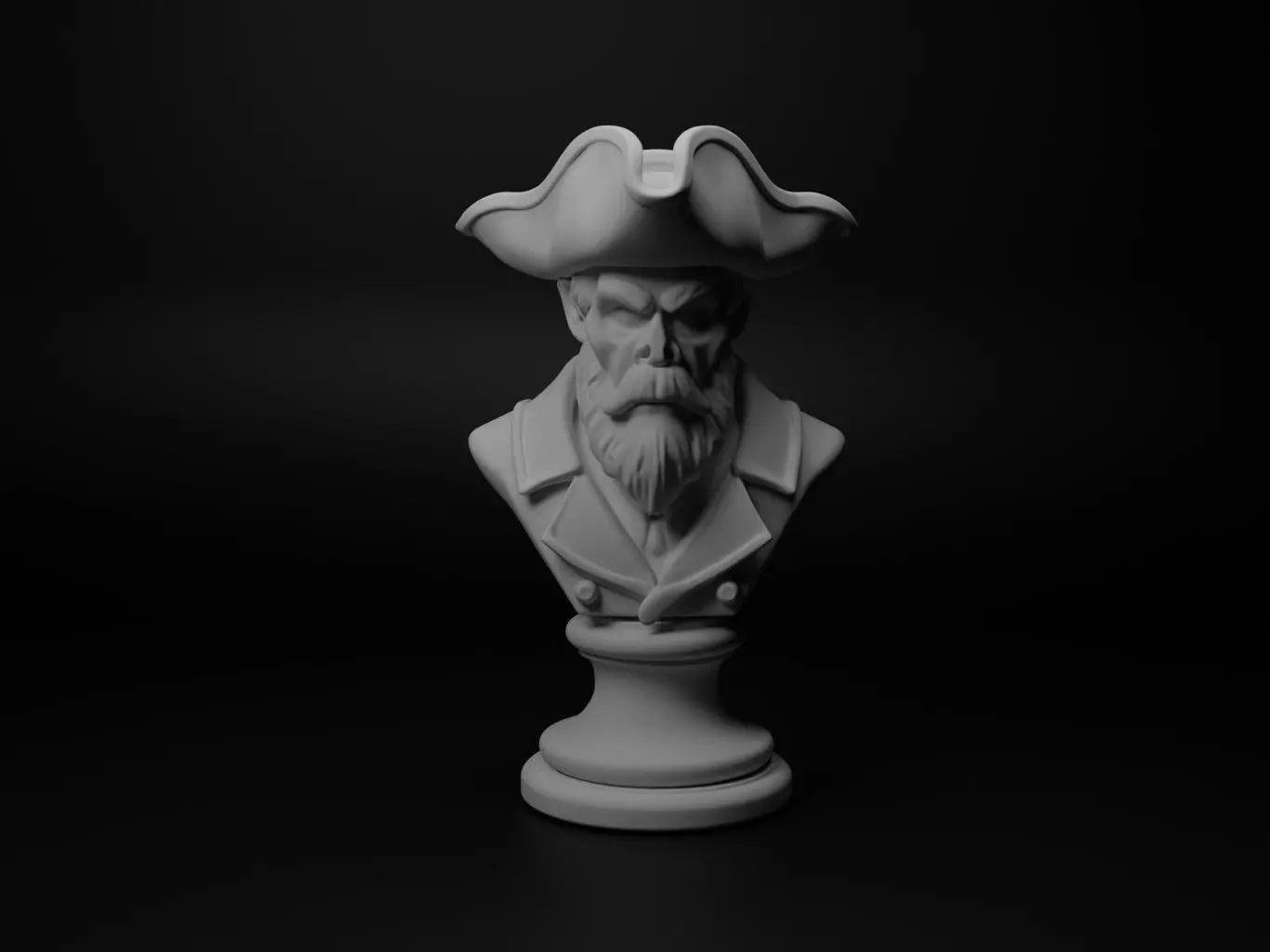 Pirate Bust Chess 3D print model_0