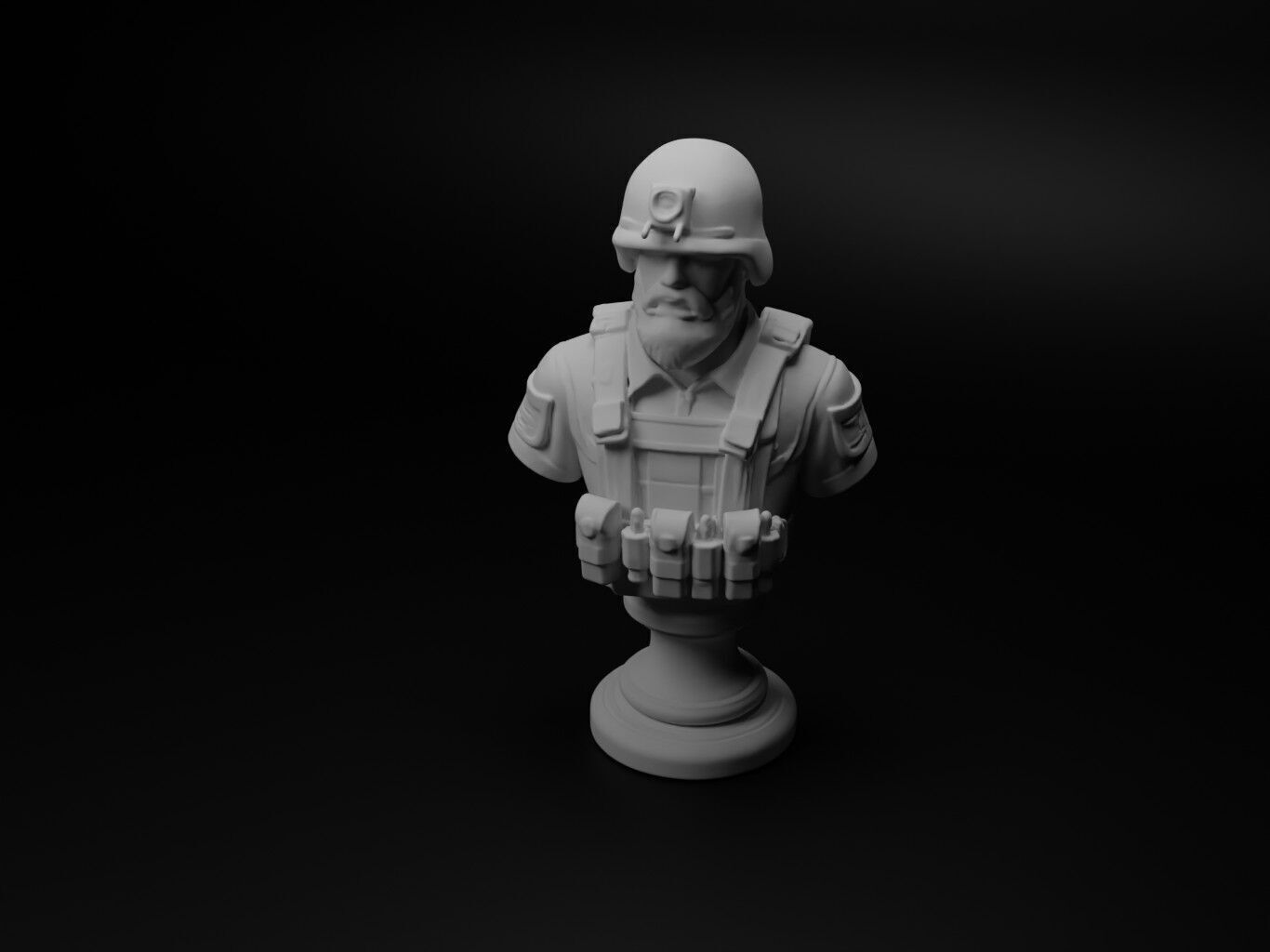 Recon Soldier Bust Chess 3D print model_1