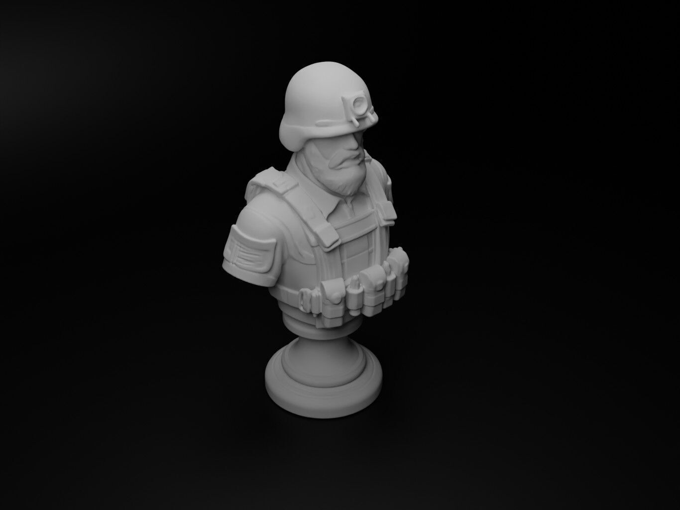 Recon Soldier Bust Chess 3D print model_2