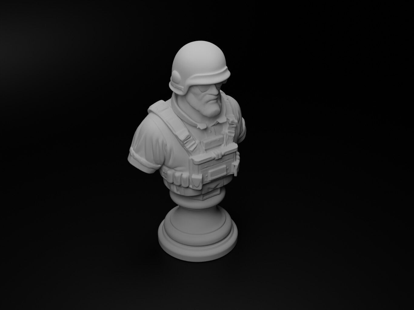 Recon Soldier Bust Chess 3D print model_2