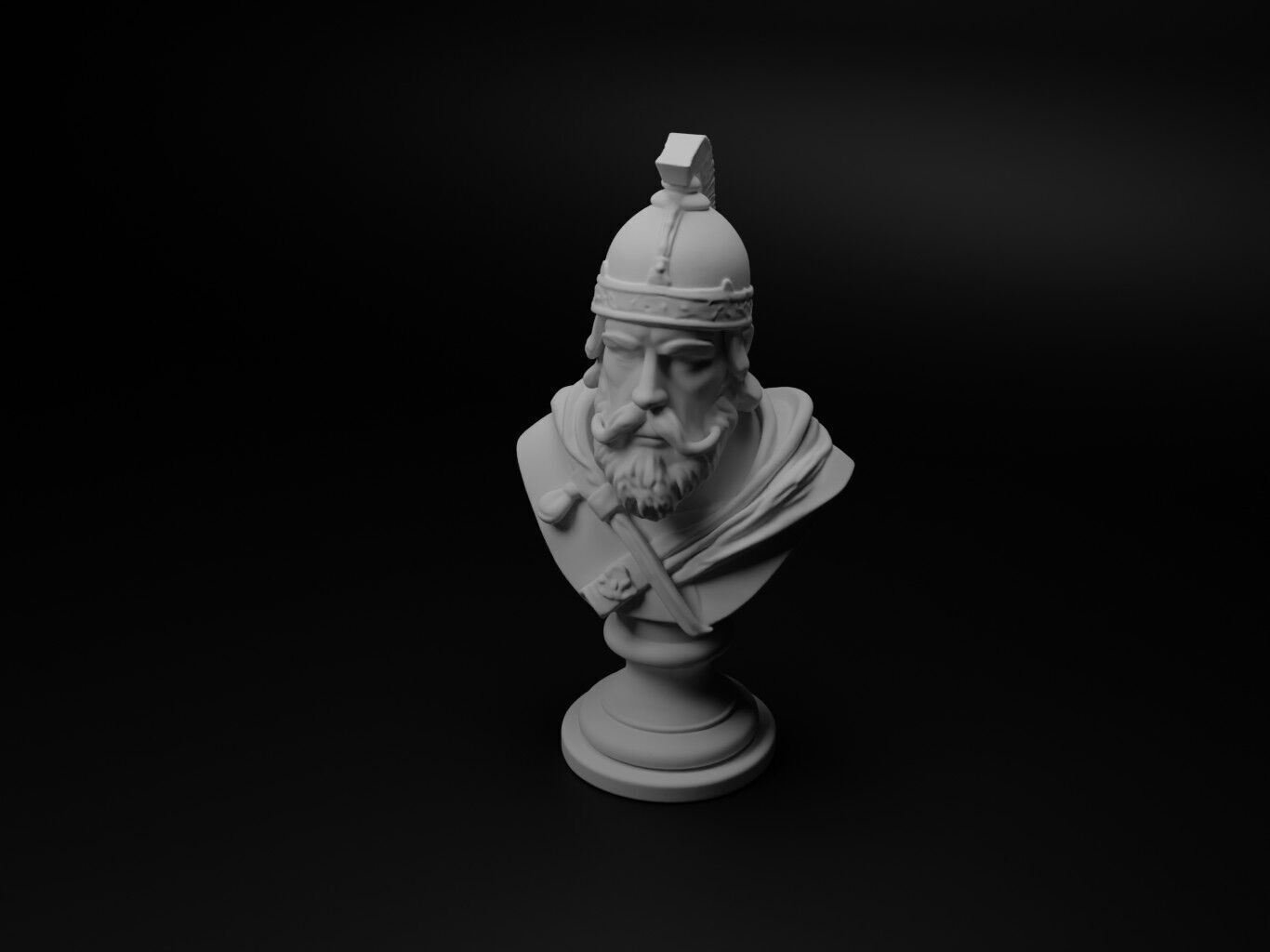 Slavic Warrior Bust Chess 3D print model_1