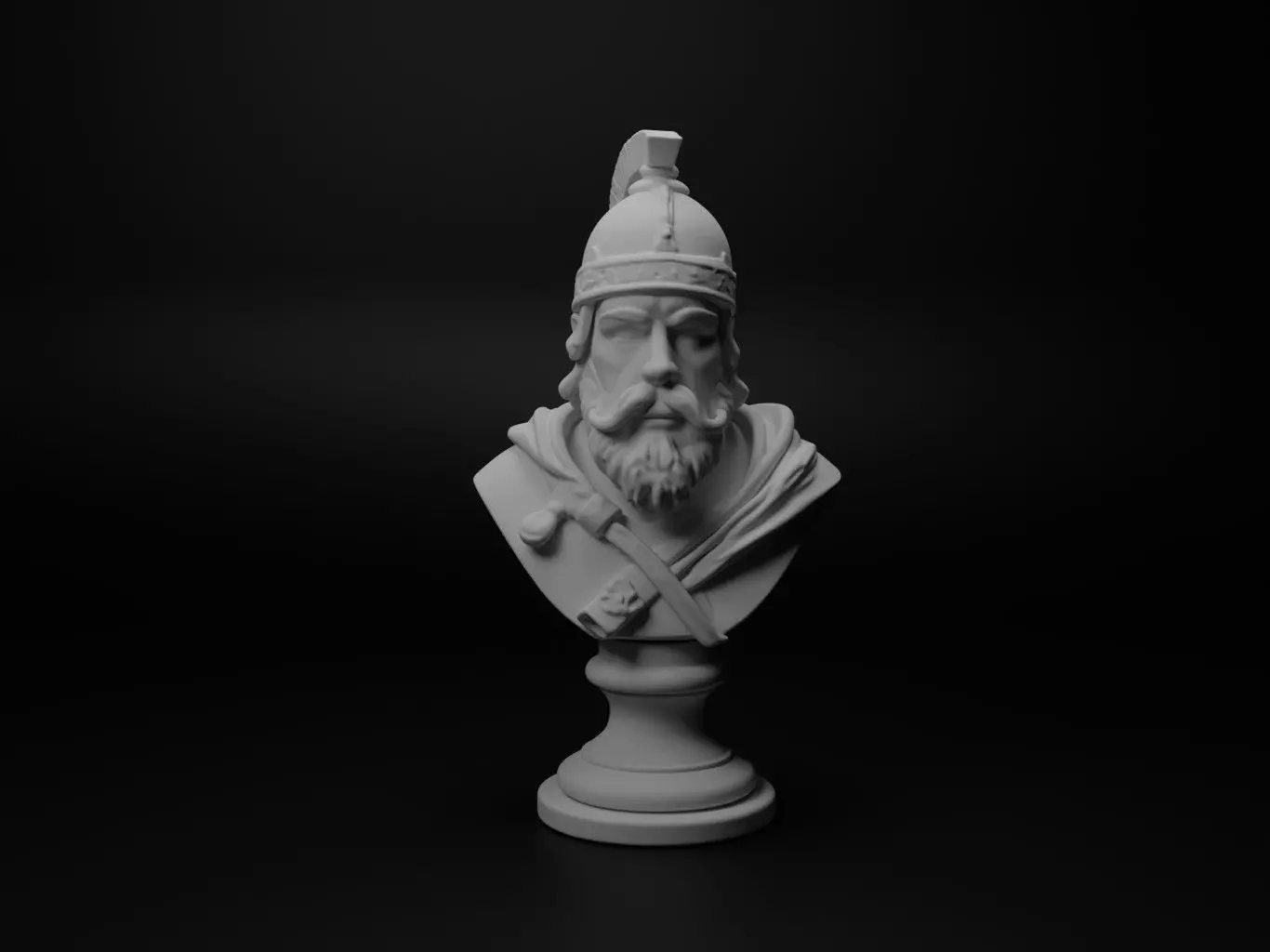 Slavic Warrior Bust Chess 3D print model_0