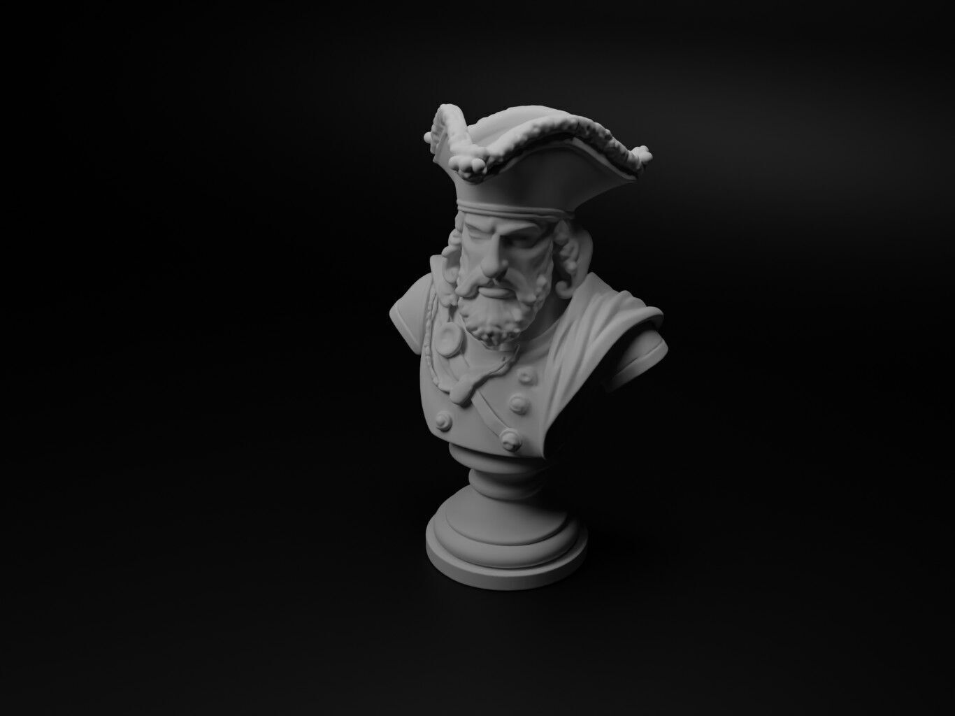 Spanish Conquistador Bust Chess 3D print model_1