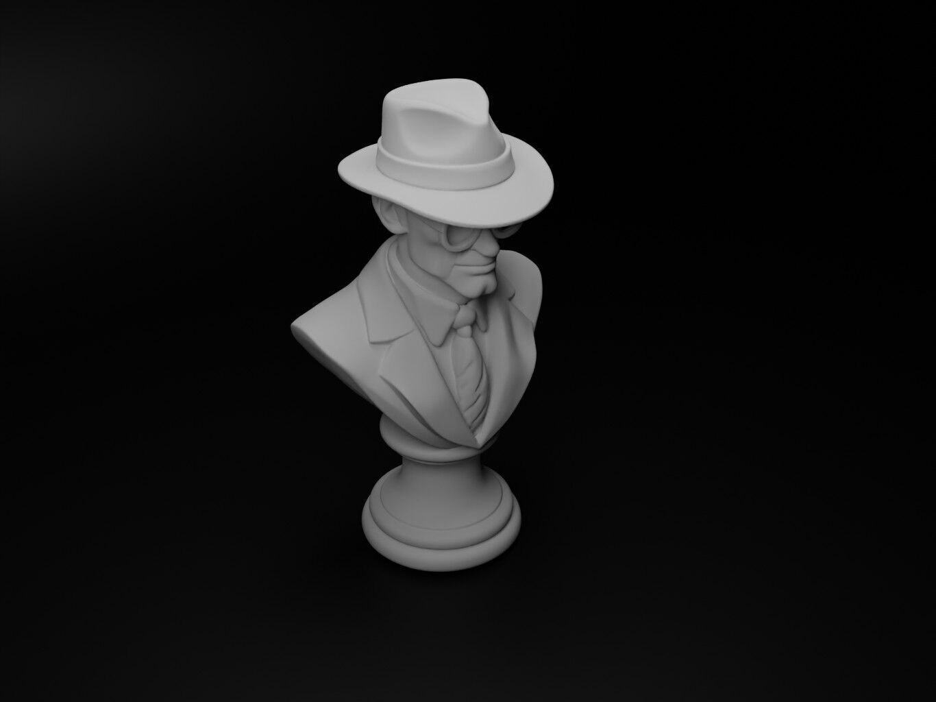 Spy Agent Bust Chess 3D print model_2