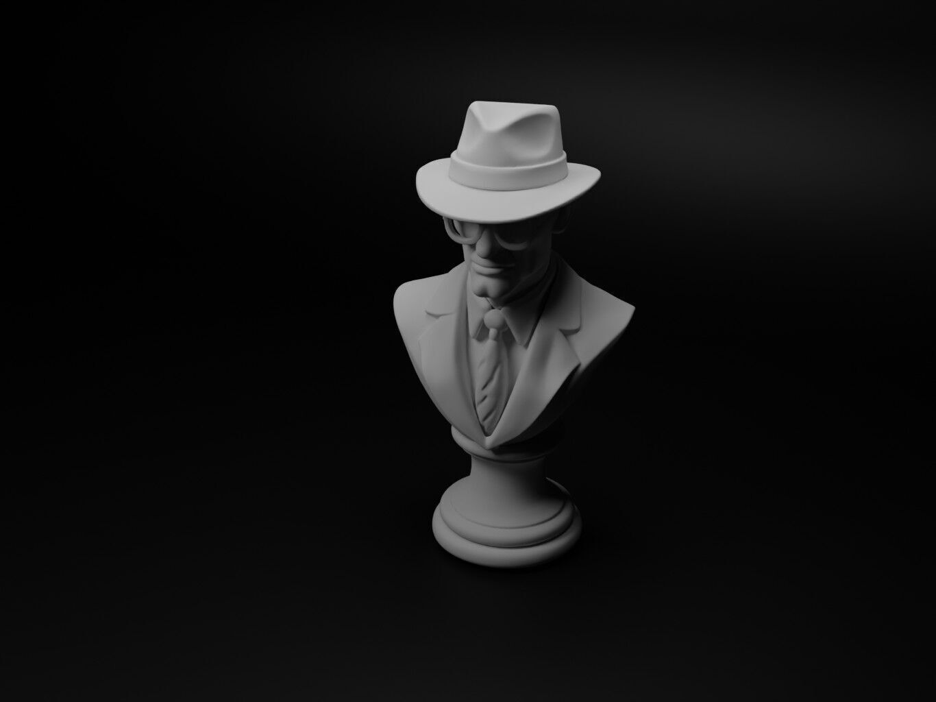 Spy Agent Bust Chess 3D print model_1