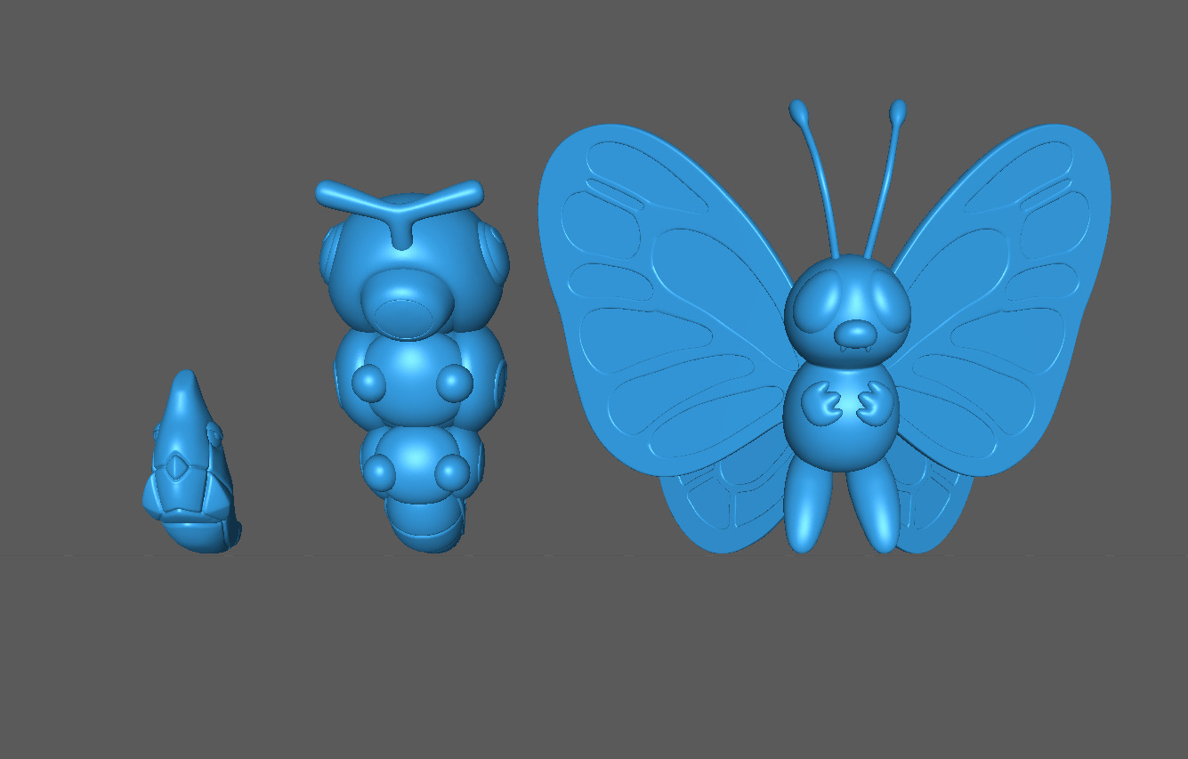 10 CATERPIE 11 METAPOD 12 BUTTERFREE HIGH-RES POKEMON 3D print model_1