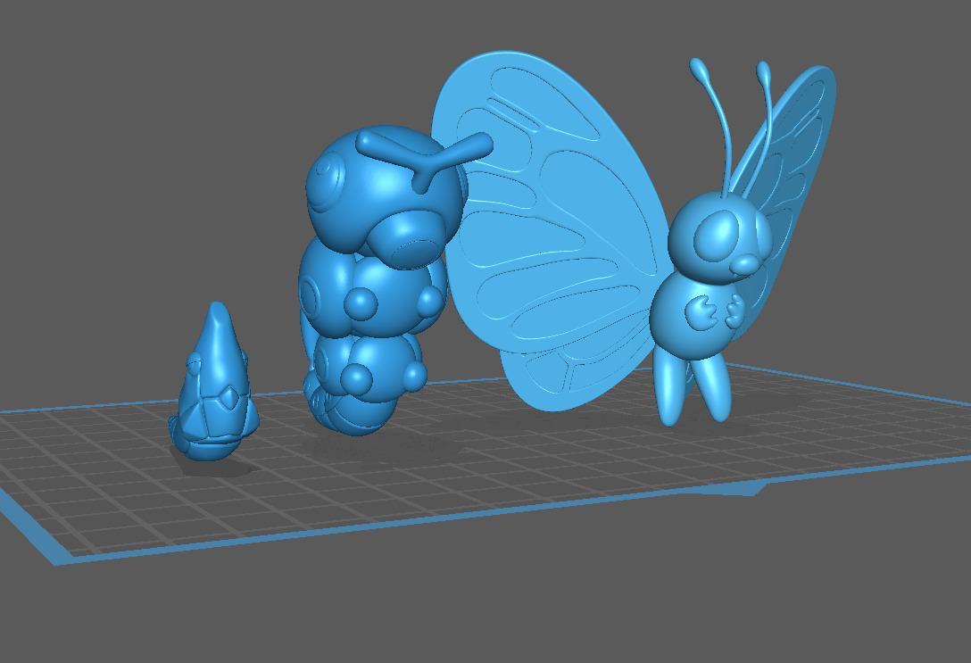 10 CATERPIE 11 METAPOD 12 BUTTERFREE HIGH-RES POKEMON 3D print model_3