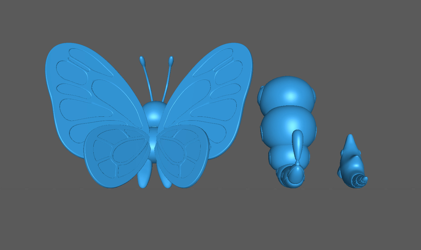 10 CATERPIE 11 METAPOD 12 BUTTERFREE HIGH-RES POKEMON 3D print model_2