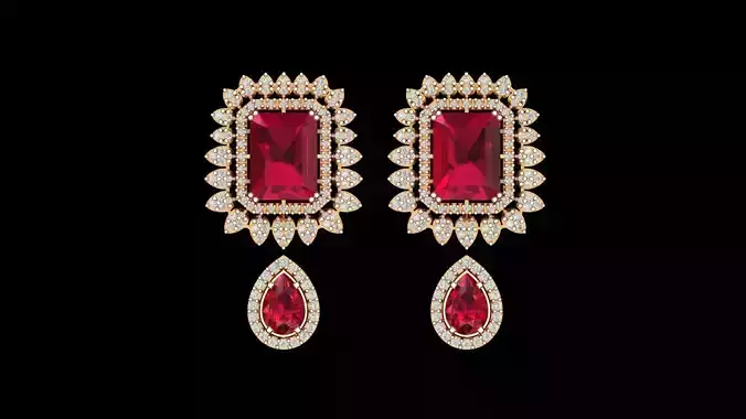 STYLISH GOLD EARINGS Low-poly 3D model