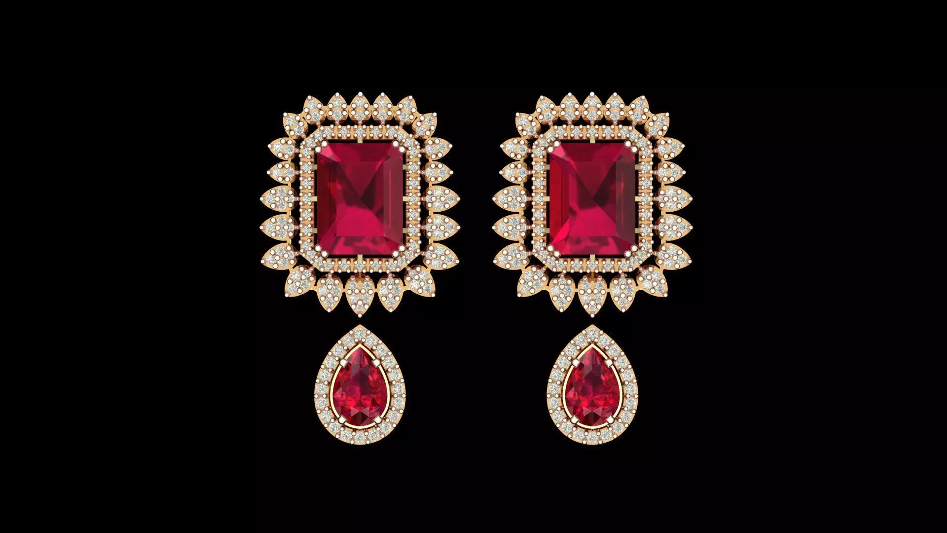 STYLISH GOLD EARINGS Low-poly 3D model