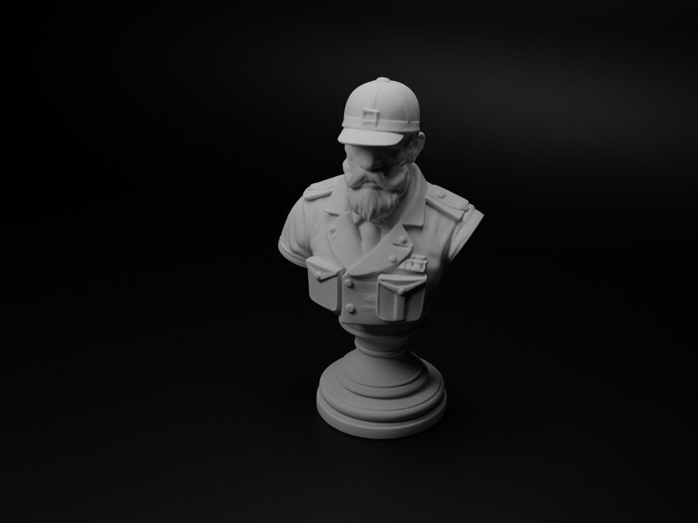 Tank Commander Bust Chess 3D print model_1