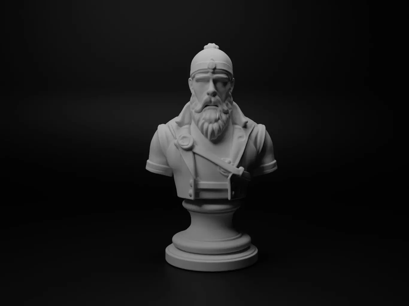 Time Traveler Warrior Bust Chess 3D print model_0