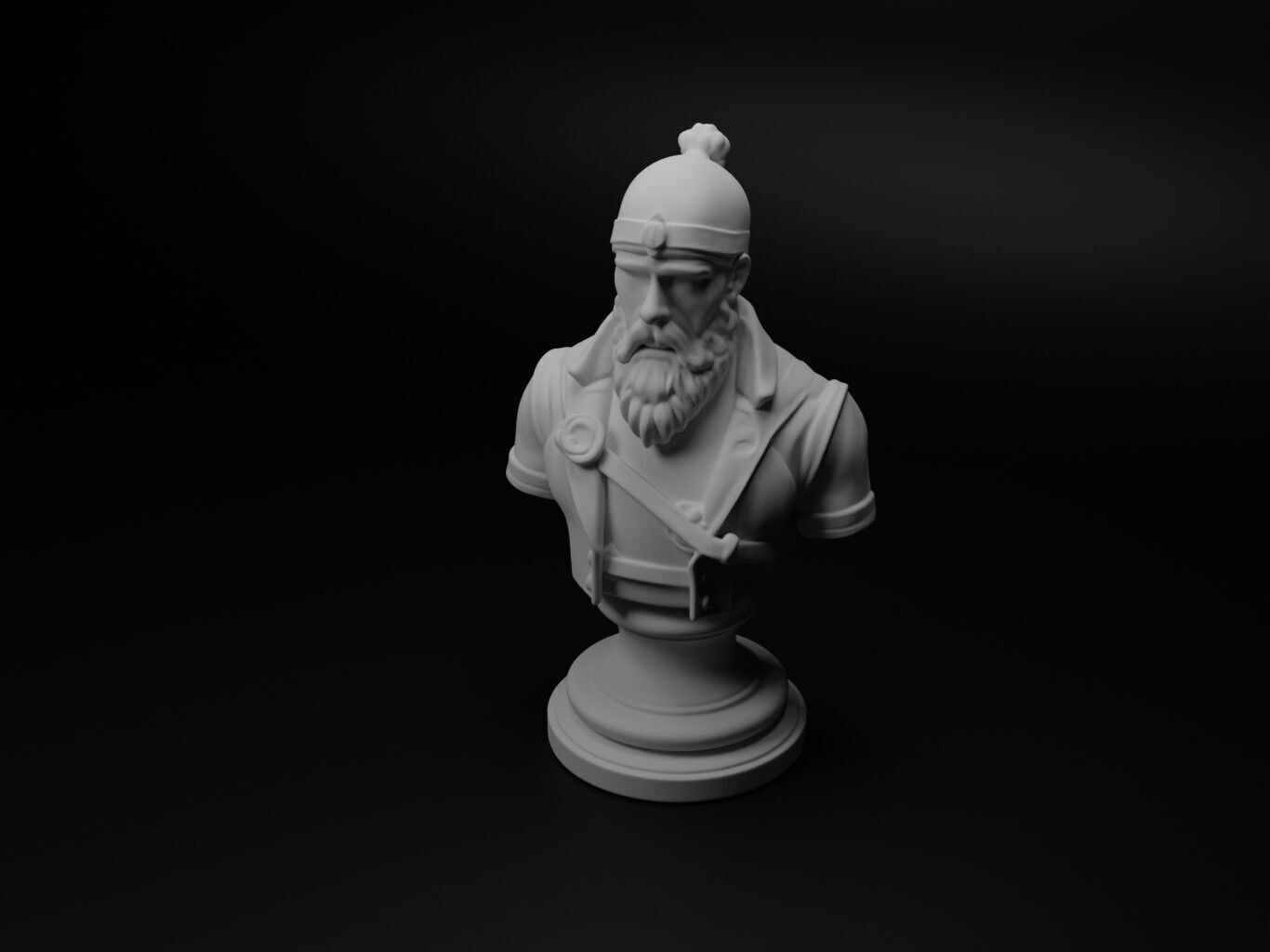 Time Traveler Warrior Bust Chess 3D print model_1