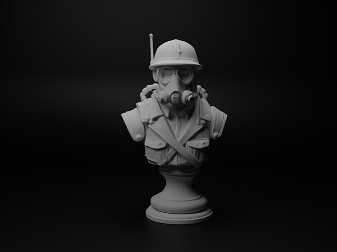 Underwater Soldier Bust Chess 3D print model