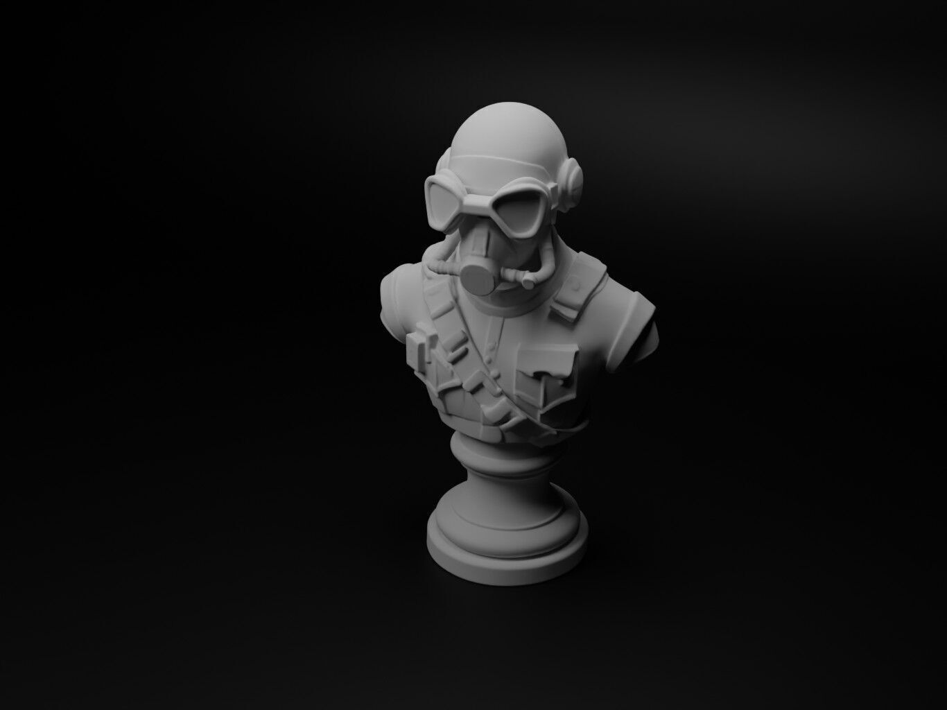 Underwater Soldier Bust Chess 3D print model_1