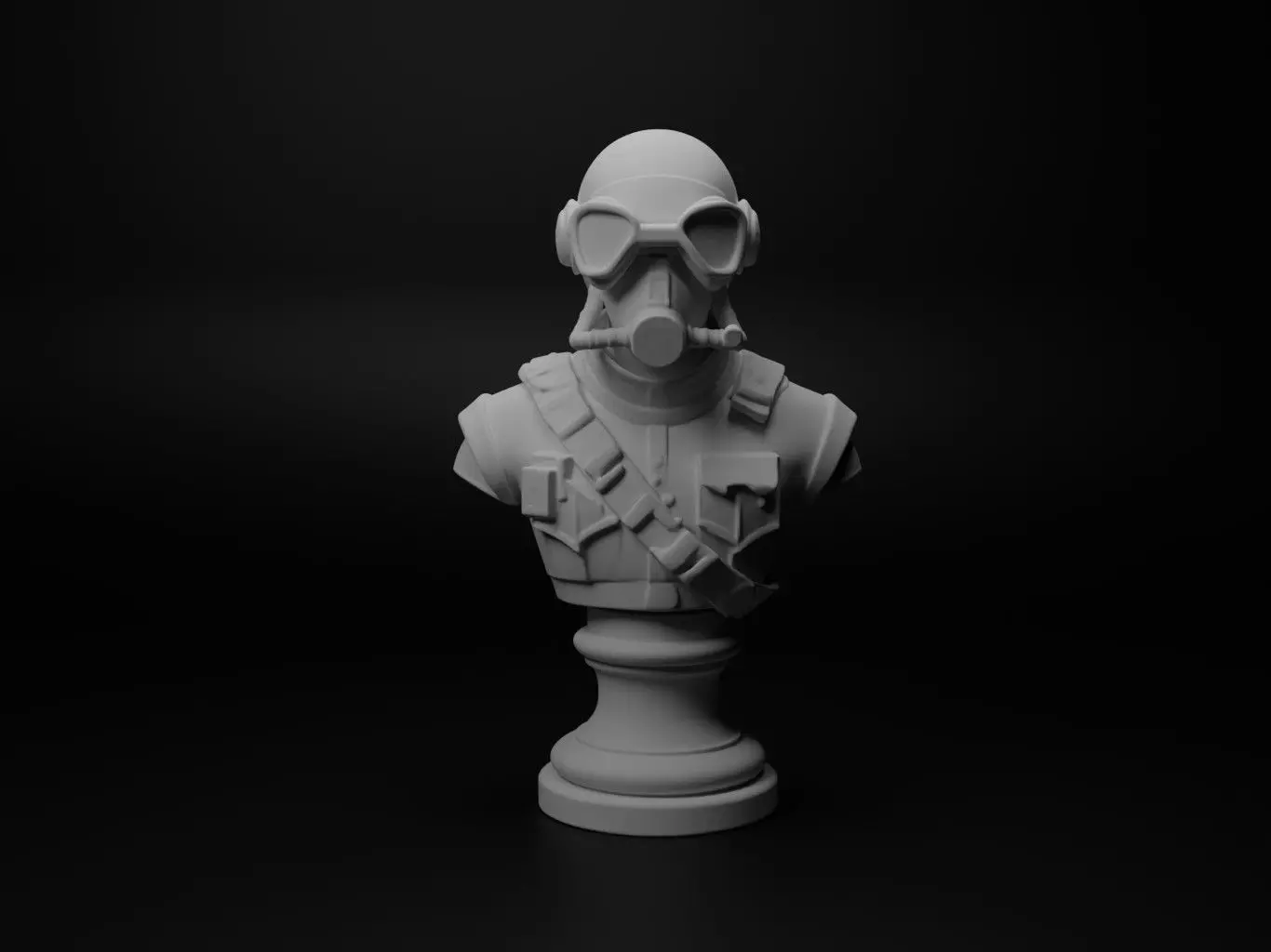 Underwater Soldier Bust Chess 3D print model_0