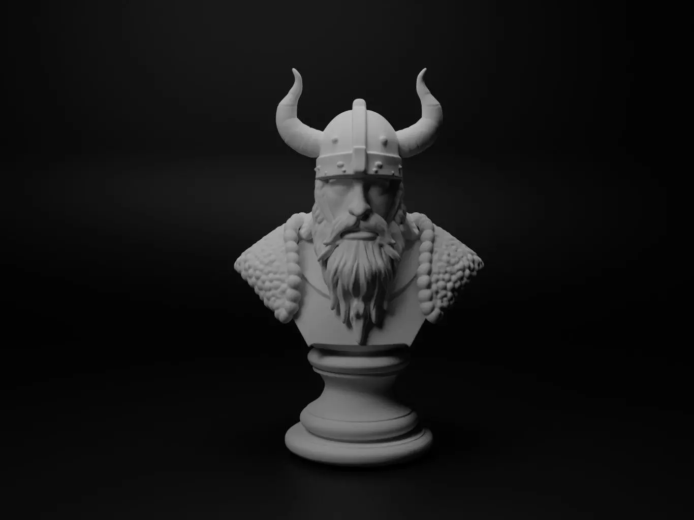 Viking Warrior Bust Chess 3D print model_0