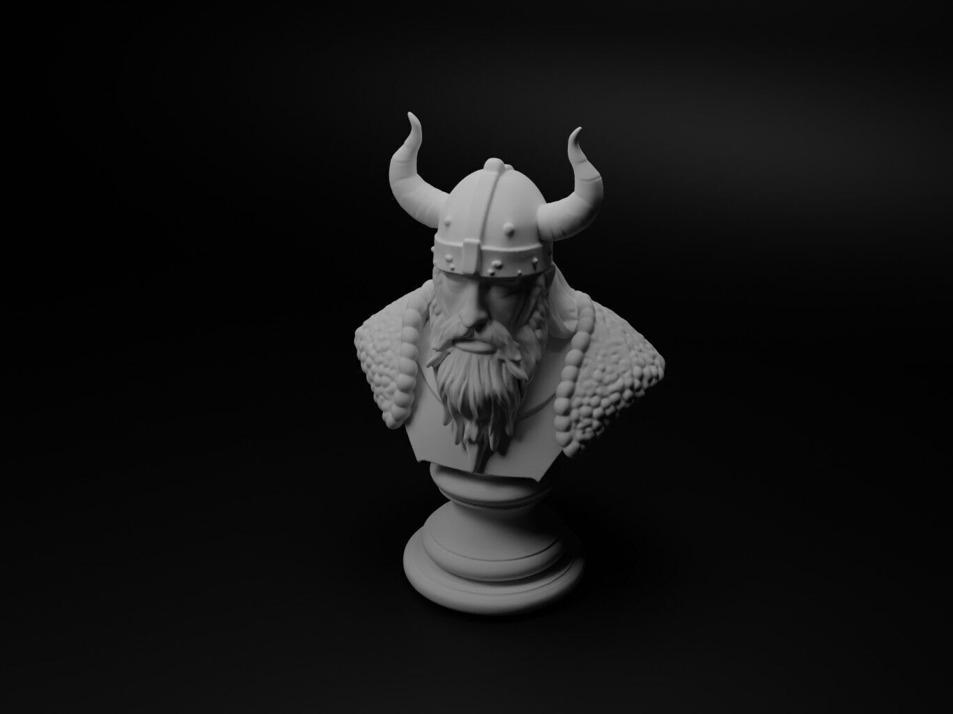 Viking Warrior Bust Chess 3D print model_1