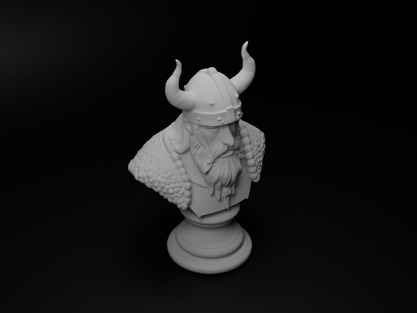 Viking Warrior Bust Chess 3D print model_2