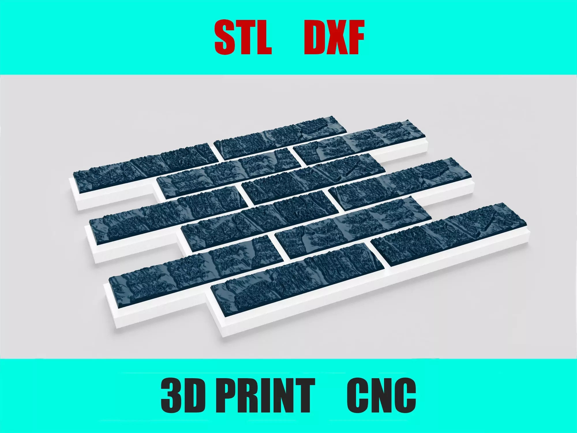 Brick Wall Panel 3D Model for CNC Mold Making STL STEP DXF 3D print model