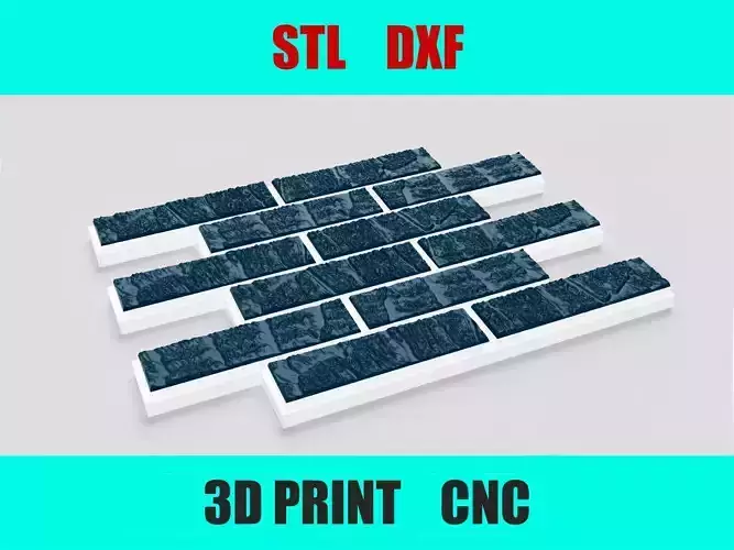 Brick Wall Panel 3D Model for CNC  Mold Making  STL STEP DXF