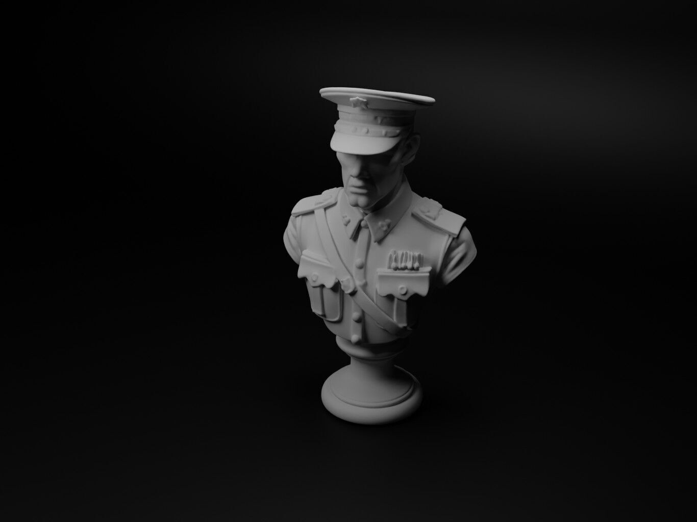 WW1 British Soldier Bust Chess 3D print model_1