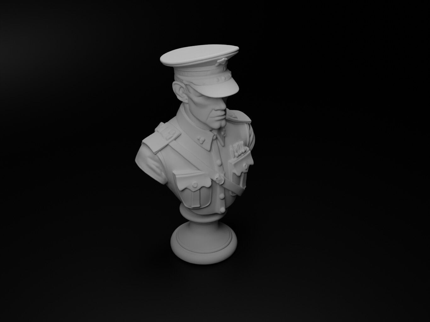 WW1 British Soldier Bust Chess 3D print model_2