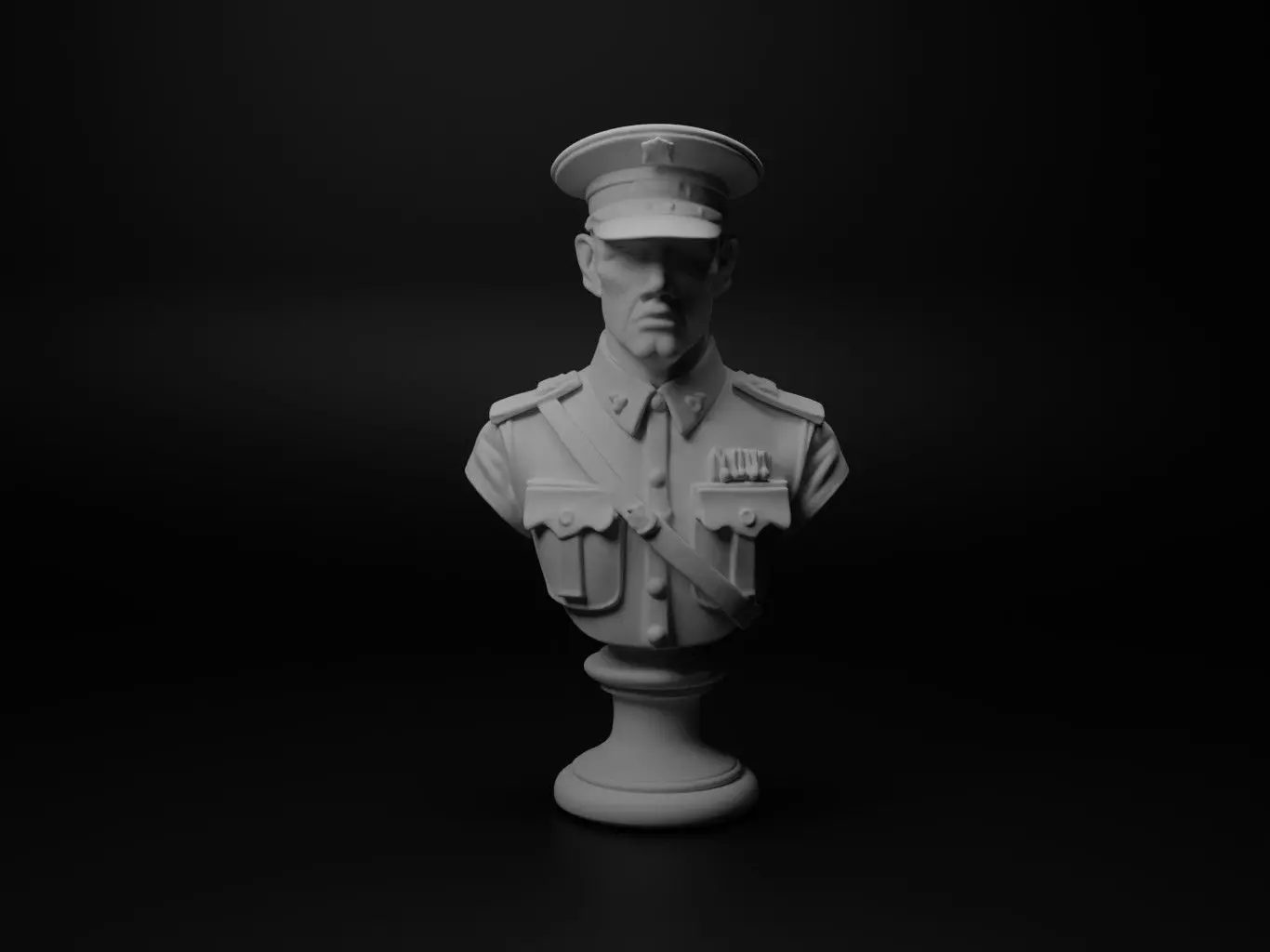 WW1 British Soldier Bust Chess 3D print model_0