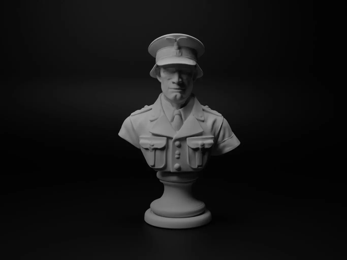 WW2 British Soldier Bust Chess 3D print model