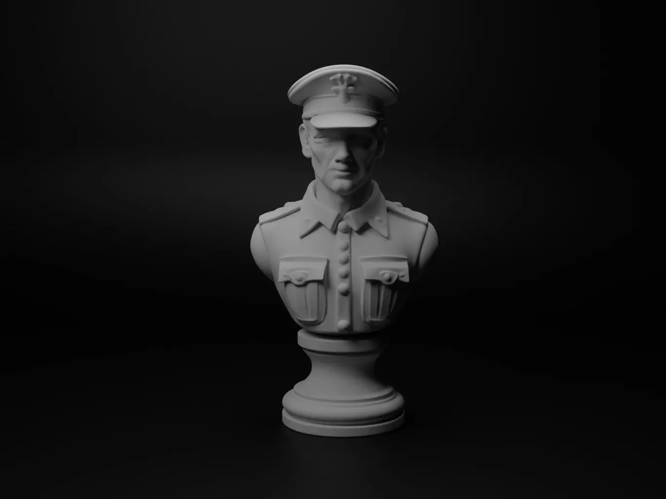 WW2 British Soldier Bust Chess 3D print model