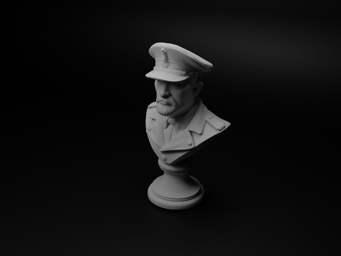 WW2 Italian Soldier Bust Chess 3D print model_1