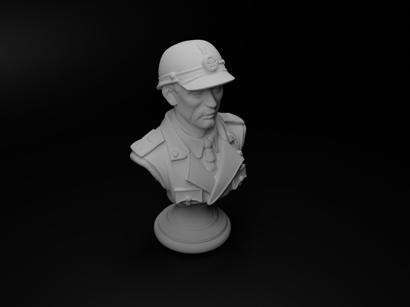 WW2 Japanese Soldier Bust Chess 3D print model_2