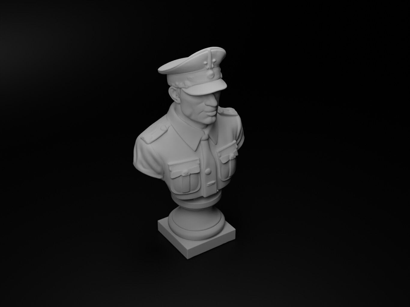 WW2 Soviet Soldier Bust Chess 3D print model_2