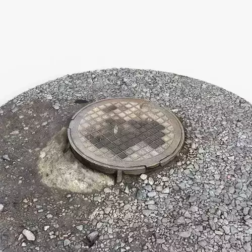Photorealistic 3D scan of manhole Hatch cover Sewer Manhole