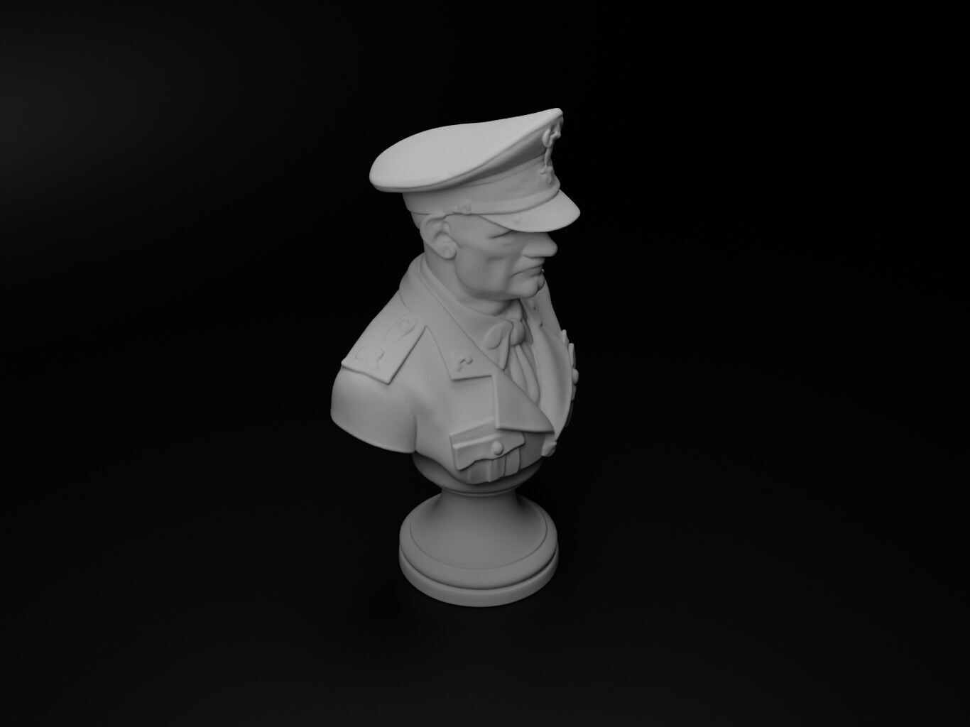 WW2 Soviet Soldier Bust Chess 3D print model_2