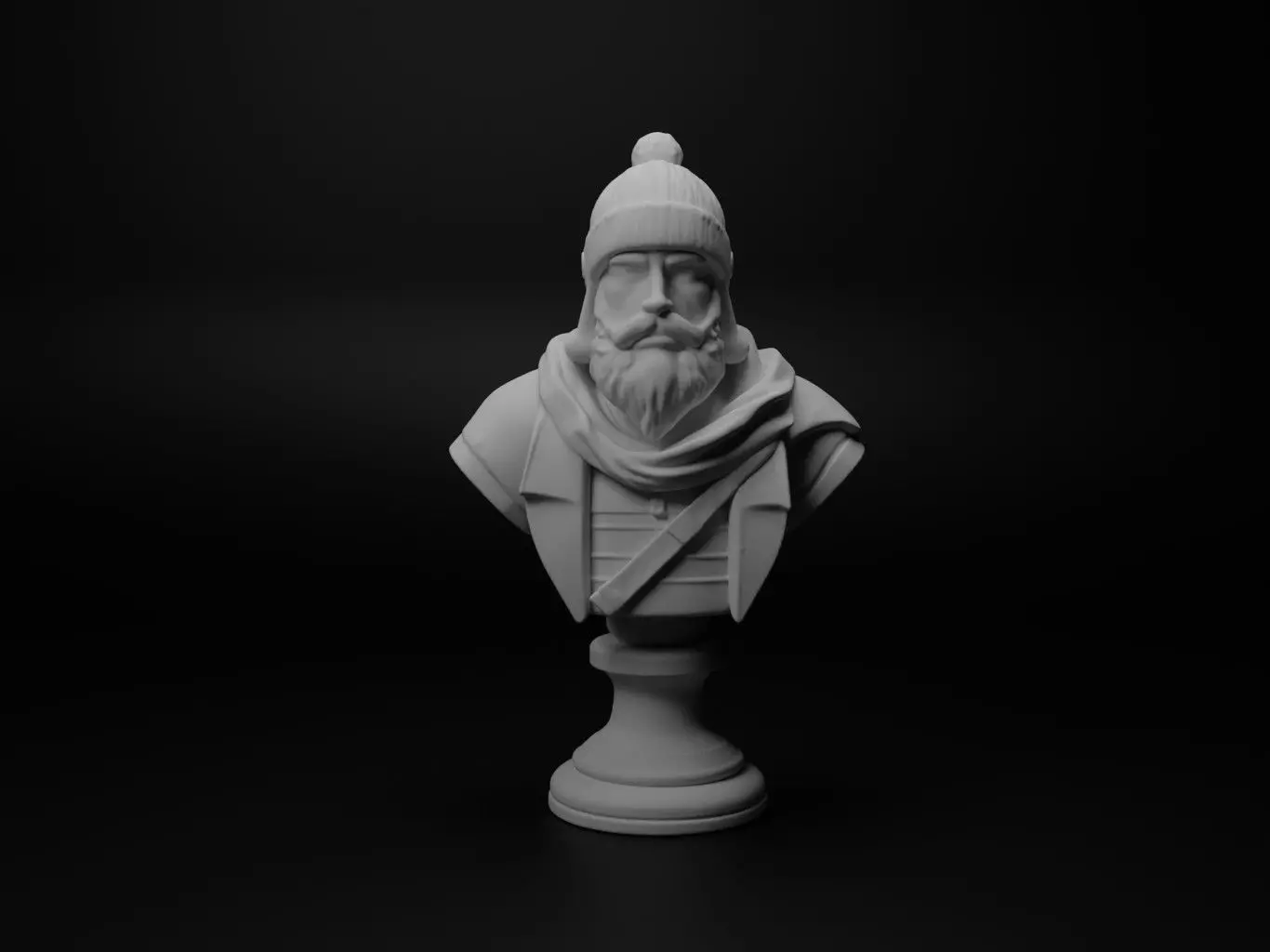 Winter Warrior Bust Chess 3D print model_0