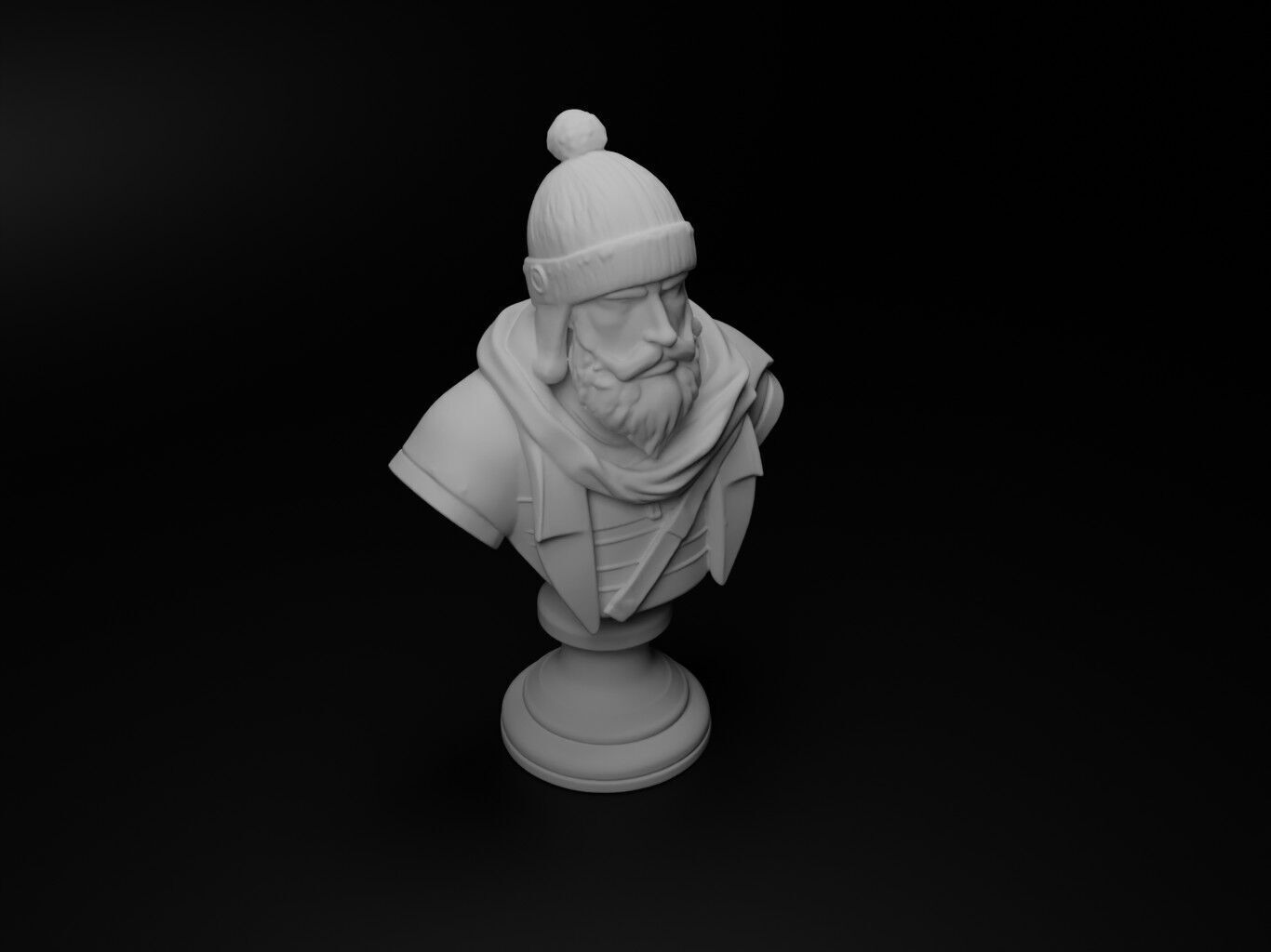 Winter Warrior Bust Chess 3D print model_2