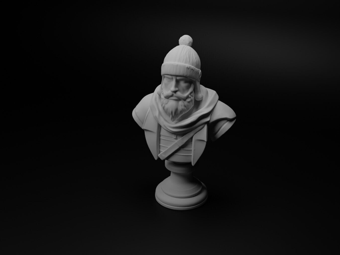 Winter Warrior Bust Chess 3D print model_1