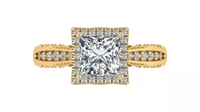 Princess-Cut Halo Engagement Ring