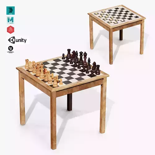 Chess Table Low-poly 3D model